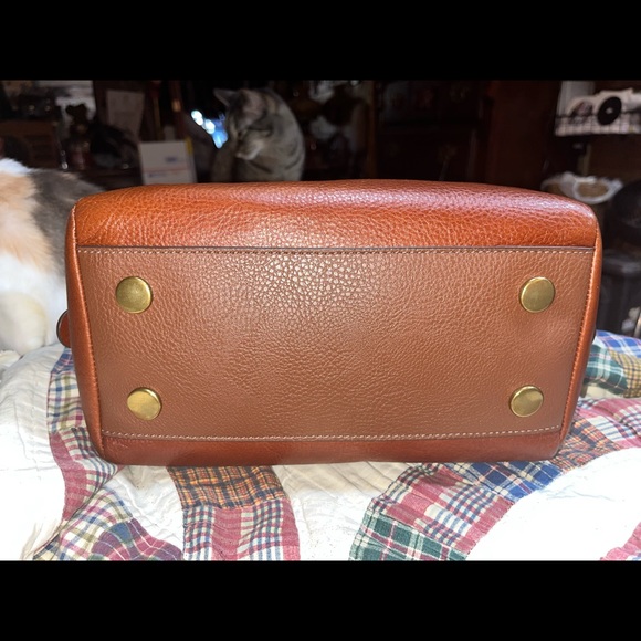 $250 FOSSIL SYDNEY BROWN SATCHEL PURSE NEW COMES w/STRAP LEATHER WELL MADE NICE - Picture 5 of 13